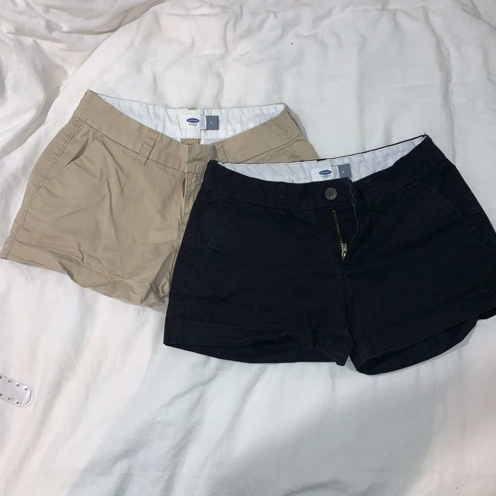 Old Navy Black Khaki Shorts Button Up